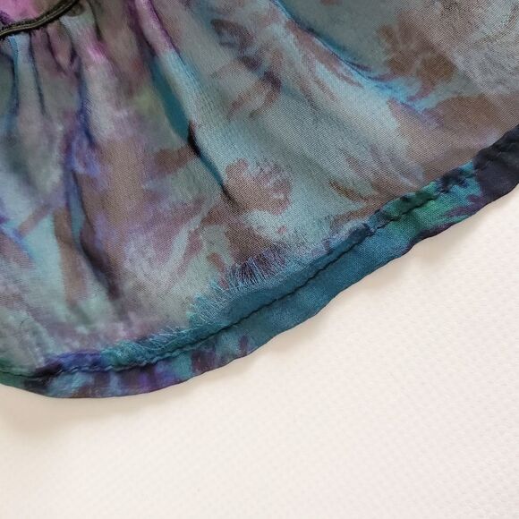 1201 * Lily Rose Floral Sheer Blouse Blue Green Size L - Picture 10 of 10